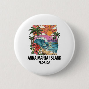 Anna Maria Island Tropisch Strand Souvenir Vakanti Ronde Button 5,7 Cm
