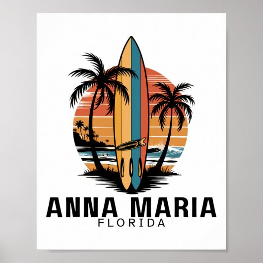 Anna Maria Strand Florida Surfen Surfer Poster (Voorkant)