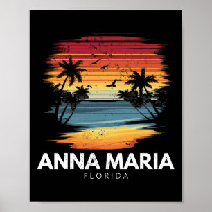 Anna Maria Strand Florida Surfplank Surfen Vintage Poster