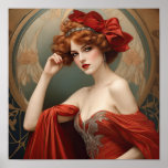 Anna Marie An Art Deco Vrouw Poster<br><div class="desc">Anna Marie An Art Deco Woman toont een prachtige flapper. Ze draagt een prachtige auburn kleur die bij haar haar past. Het is een glorieuze combinatie met haar jurk verfraaid met goud. Ze draagt een fascinator in haar haar die met juwelen is versierd en precies overeenkomt. Achter haar is een...</div>