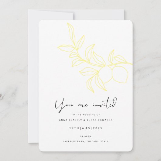 ANNA Modern Italiaans Citroenstrepen Uitnodiging K (Voorkant)