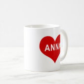 ANNA NAAM Rood Liefde Hart Koffiemok (Voorkant rechts)