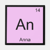 Anna Name Chemistry Element Periodic Table Magneet (Voorkant)