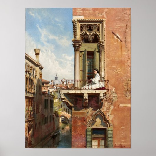 Anna Passini op het balkon door Ludwig Passini Poster (Voorkant)