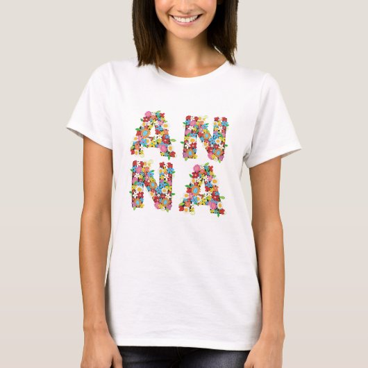 'ANNA' Persoonlijke naam Whimsical Spring Flowers T-shirt (Voorkant)