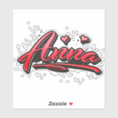 Anna red Heart Graffiti Aufkleber Sticker (Vel)