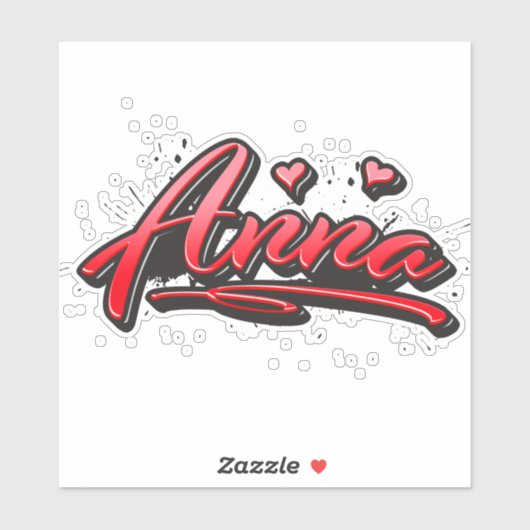 Anna red Heart Graffiti Aufkleber Sticker (Vel)