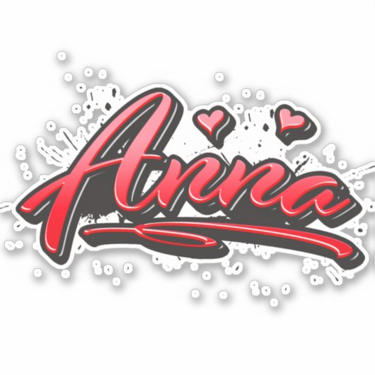 Anna red Heart Graffiti Aufkleber Sticker (Voorkant)