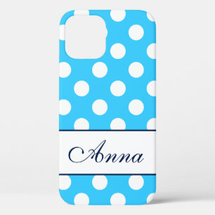 Anna - Sjabloon voor Jouw naam, Big Polka Dots Blu Case-Mate iPhone Case