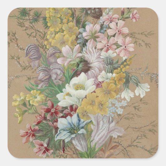  Anna Stainer-Knittel Alpenbloemen Vierkante Sticker (Voorkant)
