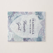 Annabelle  Blauw Bloemen Bloemenmeisje Voorstel Legpuzzel (Horizontaal)