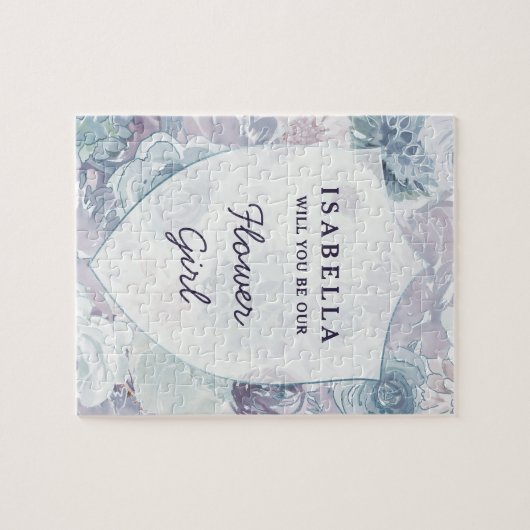 Annabelle  Blauw Bloemen Bloemenmeisje Voorstel Legpuzzel (Horizontaal)