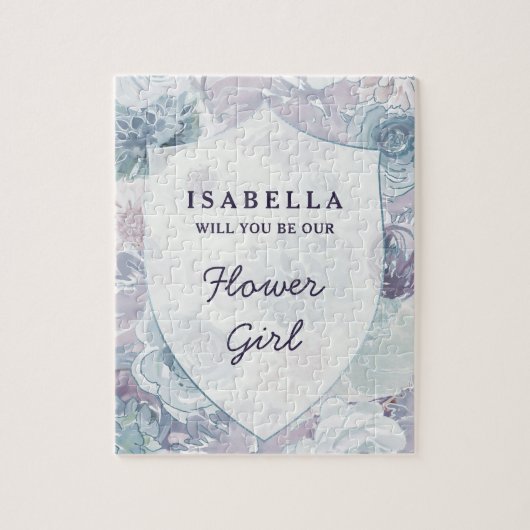 Annabelle  Blauw Bloemen Bloemenmeisje Voorstel Legpuzzel (Verticaal)