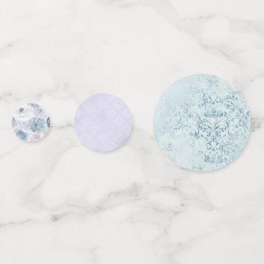 Annabelle  Blauw Bloemen Bruiloft Monogram Confetti (Achterkanten)