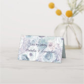 Annabelle Blauw Bloemen Bruiloft Tafel Nummer Plaatskaartje (Achterkant)