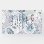Annabelle  Blauw Bloemen Bruiloft Welkom Spandoek (Horizontaal)