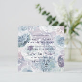Annabelle  Blauw Bloemen Chic Bruiloft Vierkant Kaart (Staand voorkant)