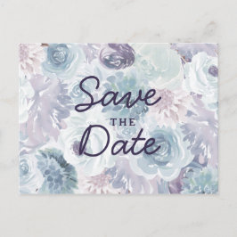 Annabelle  Blauw Bloemen Chic Save the Date Aankondigingskaart