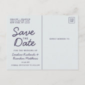 Annabelle  Blauw Bloemen Chic Save the Date Aankondigingskaart (Achterkant)