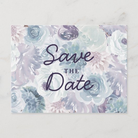 Annabelle  Blauw Bloemen Chic Save the Date Aankondigingskaart (Voorkant)
