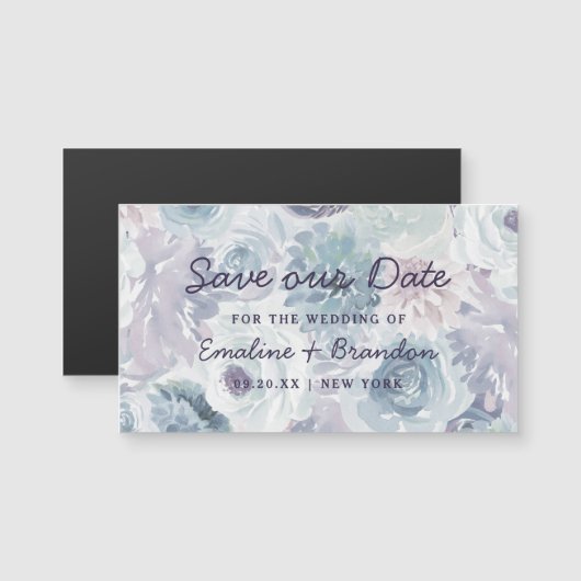 Annabelle  Blauw Bloemen Rustiek Save our Date (Voorkant / Achterkant)