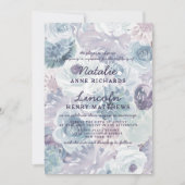 Annabelle  Blauw Bloemen Waterverf Bruiloft Kaart (Voorkant)