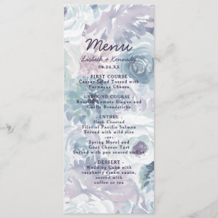 Annabelle Blauw Bloemen Waterverf Diner Menu
