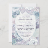 Annabelle  blauw bloemenkam ingelijst bruiloft kaart (Voorkant)