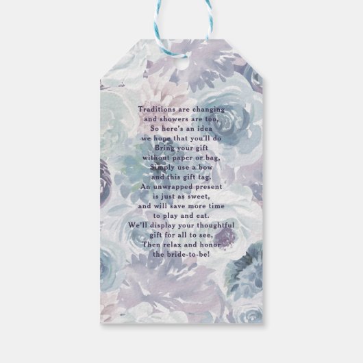 Annabelle  Bloemen Bruids Display Douche Cadeaulabel (Achterkant)