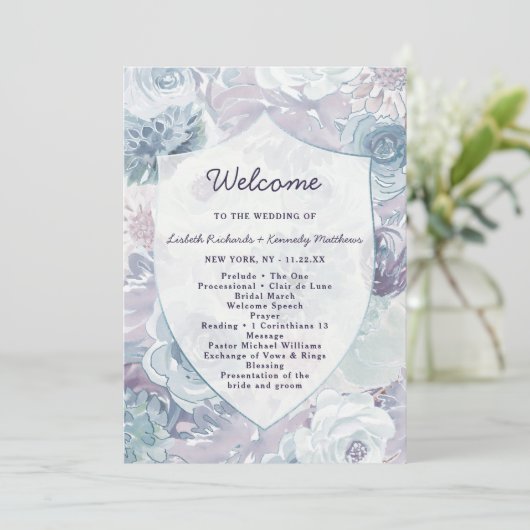 Annabelle Bloemen Crest Trouwceremonie Programmakaart (Staand voorkant)