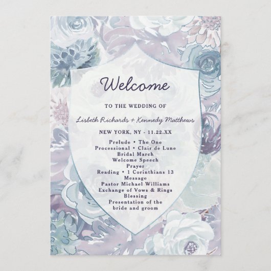 Annabelle Bloemen Crest Trouwceremonie Programmakaart (Voorkant)