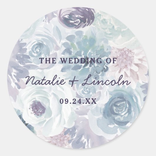 Annabelle  Bloemen Monogram Rustieke Bruiloft Ronde Sticker (Voorkant)