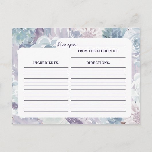 Annabelle  Bloemenbruid te zijn Recept Kaart (Achterkant)