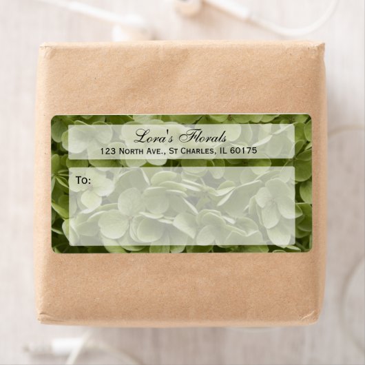 Annabelle Hydrangea Floral Shipping Label (Insitu)