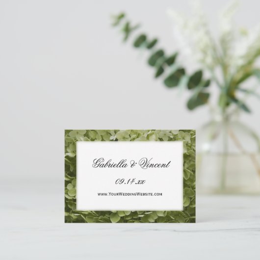 Annabelle Hydrangea Wedding Website Kaart (Staand voorkant)