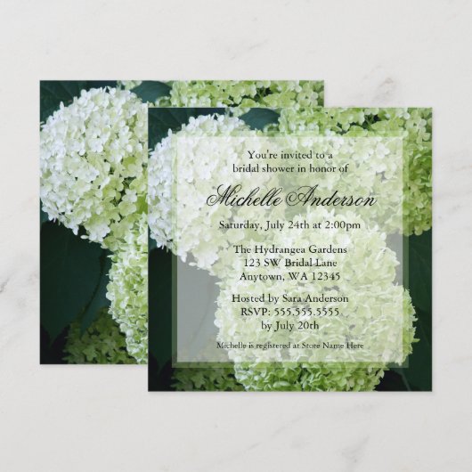 Annabelle Hydrangeas Bridal Shower Invitations Kaart (Voorkant / Achterkant)