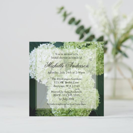 Annabelle Hydrangeas Bridal Shower Invitations Kaart (Staand voorkant)