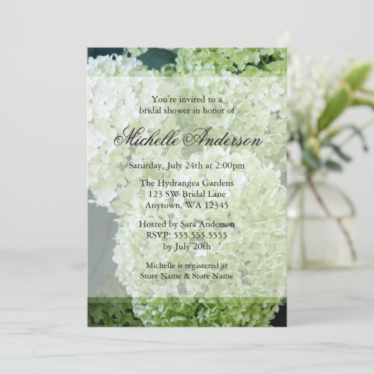 Annabelle Hydrangeas Vrijgezellenfeest Kaart (Staand voorkant)