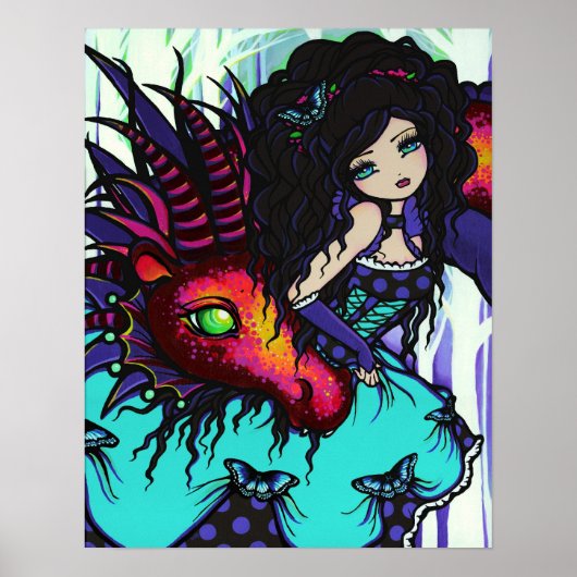 Annabelle & Jax Fairy Princess Dragon Fantasy Art Poster (Voorkant)