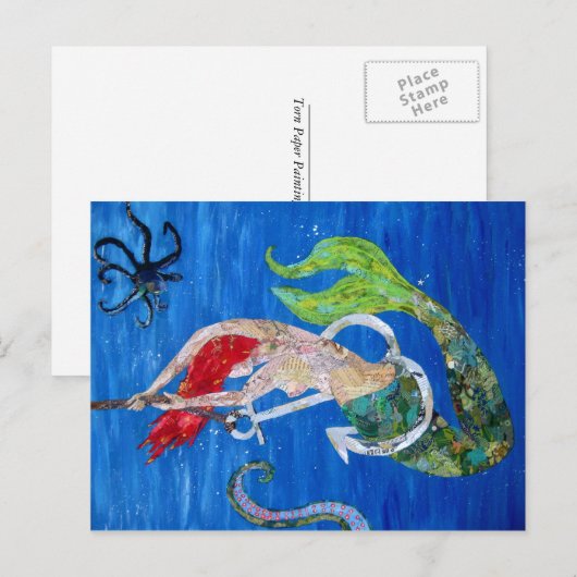 Annabelle - mermaïde collage art briefkaart (Voorkant / Achterkant)