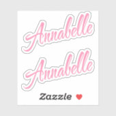 Annabelle naam roze cursief x2 sticker (Vel)