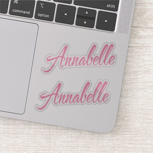 Annabelle naam roze cursief x2 sticker (Detail)