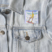Annabelle op Pow met Border Vierkante Button 5,1 Cm (In situ)