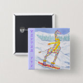 Annabelle over Pow Winter Fun Vierkante Button 5,1 Cm (Voorkant /achterkant)