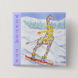 Annabelle over Pow Winter Fun Vierkante Button 5,1 Cm