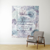 Annabelle Vintage Blauwe Bloemige Trouwbegroeting Wandkleed (In situ)