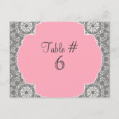 AnnaLiese Damask - Roze en grijze tabelnummers Briefkaart (Voorkant)