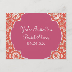 AnnaLiese Damask - Tangerine in Watermelon Invite Uitnodiging Briefkaart