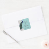 AnnaLiese Peacock Damask - Blauw grijs bijpassende Vierkante Sticker (Envelop)