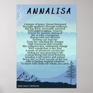 "Annalisa" Naam gedicht Poster